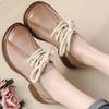 Scarpe da Donna in Pelle Bovina con Tacco Medio e Suola Morbida Primavera Autunno Stringate Scarpe Singole da Donna Retro Vera Pelle Scarpe Casual Basse da Donna
