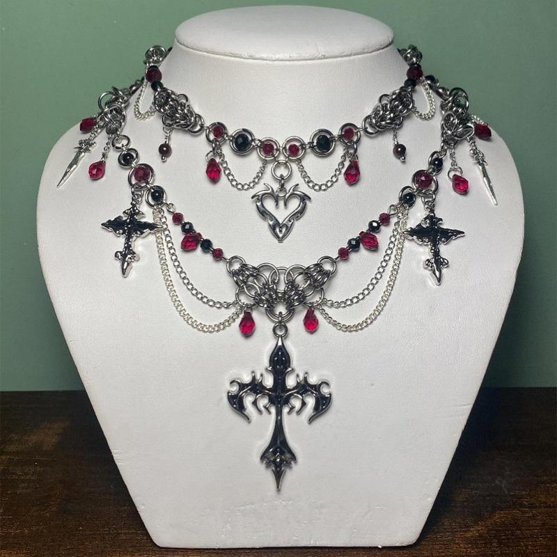 Halloween Cross Pendant Necklace Light Luxury High Sense Court Stacked Accessories Women