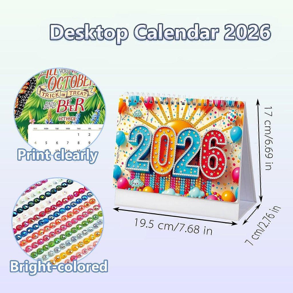 DIY Diamond Art Painting 2026 Desk Calendar Ornament, Monthly Planner