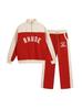 Zip-Up Color Block Letter Print Fleece Hoodie Sweatpants Set for Men Women
