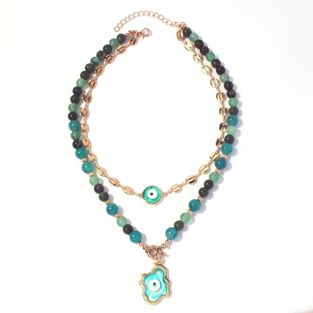 

Simple Special-shaped Devil s Eye Pendant Women s Necklace Collarbone Chain зелёный