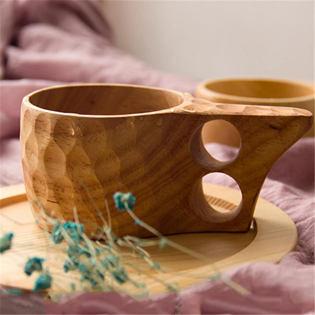 200ml Nordic Style Handmade Wooden Cup Portable Travel Coffee Cup Camping Hiking Survival Tea Cup