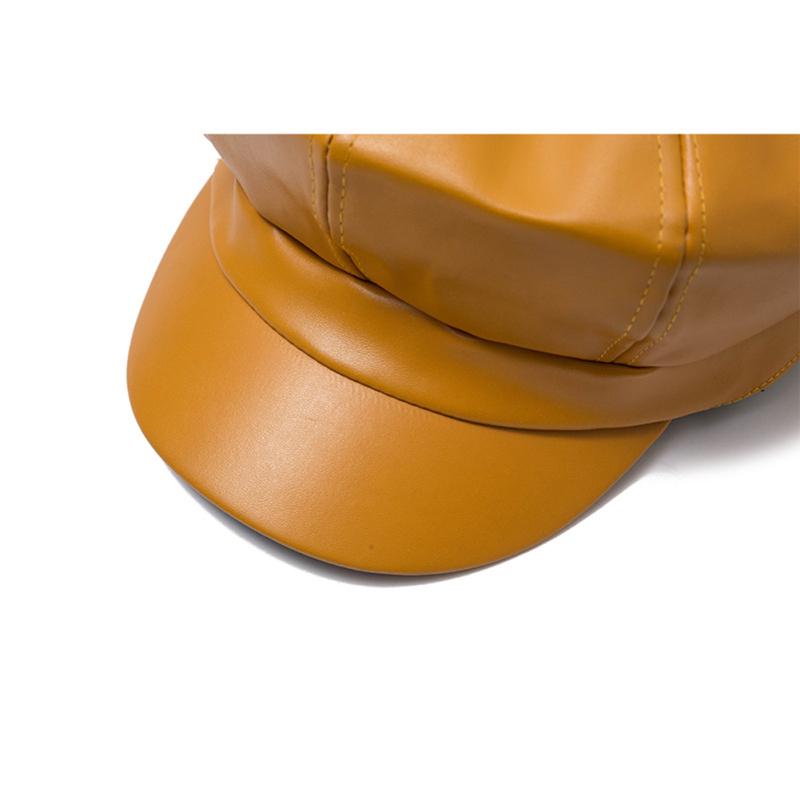 Women Fashion All Match British Style Octagonal PU Beret