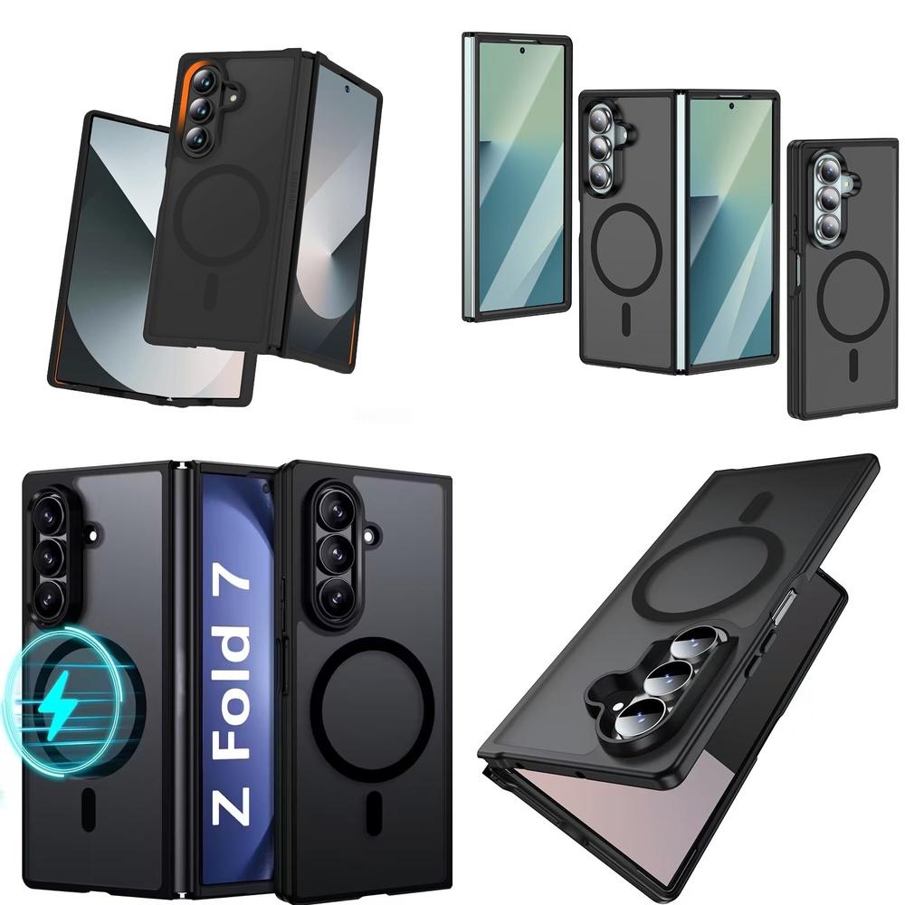 Translucent Shock Absorbing Magnetic Strong Magnet Hard Shell Phone Case for Samsung Galaxy Z Fold 7 6 8 Wide Heavy Duty