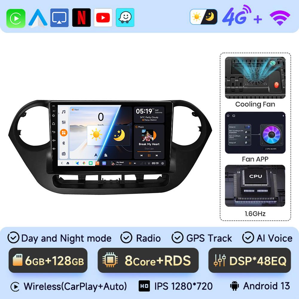 9" Car Radio For Hyundai Grand I10 I 10 2013 2014 2015 2016 2017 2018 Android 13 Carplay Auto Multimidia Video Player Head Unit