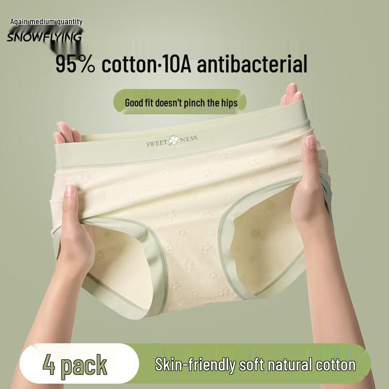 SNOWFLYING Women s 4-Pack Seamless Cotton Antibacterial Briefs L