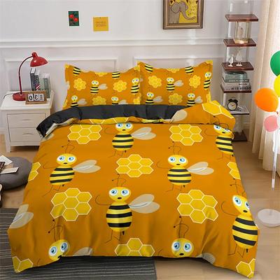 Cartoon Biene Bettbezug Liebliches Gelbes Fliegende Tiere Thema für Kinder Jungen Mädchen Geschenke Frauen Schöne Blumen Schlafzimmer Dekoration