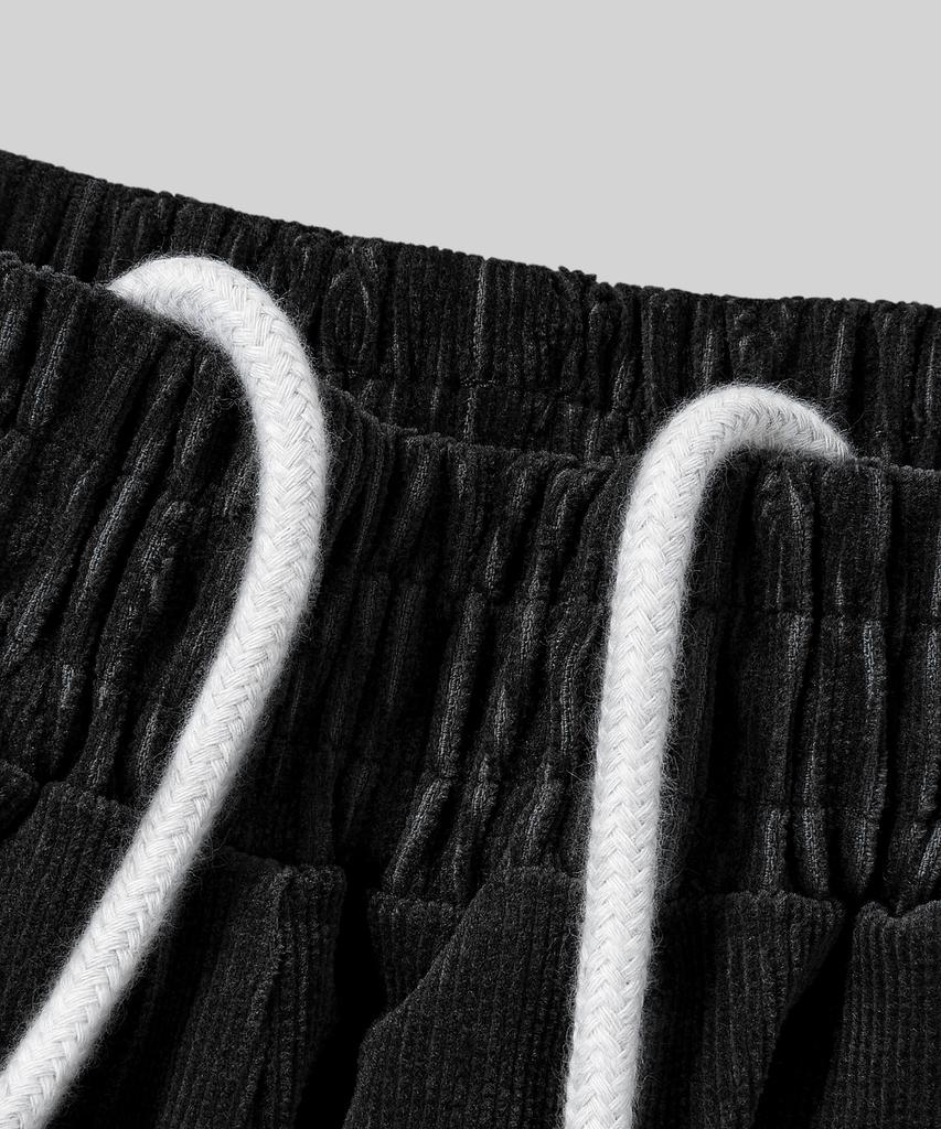 Beodeonteu Basic Wide Corduroy Elastic Pants [Black]