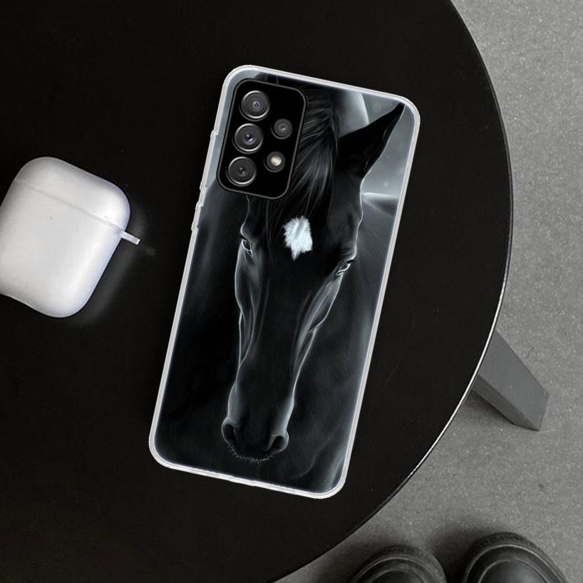 Animal Black Horse Phone Case for Samsung Galaxy A17 A16 A26 A36 A56 A57 A37 A15 A25 A35 A55 A14 A24 A34 A54 A13 A23 A33 A53 Gal
