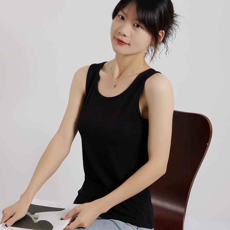 

Женская летняя майка модал большого размера - Базовый топ без рукавов XL (120-140 Jin) чёрный