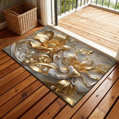 Tapete de Banho Floral 3D Terra Diatomácea Absorvente Tapete de Chão Antiderrapante Flor Realista Tapete de Banheiro para Chuveiro Cozinha Entrada