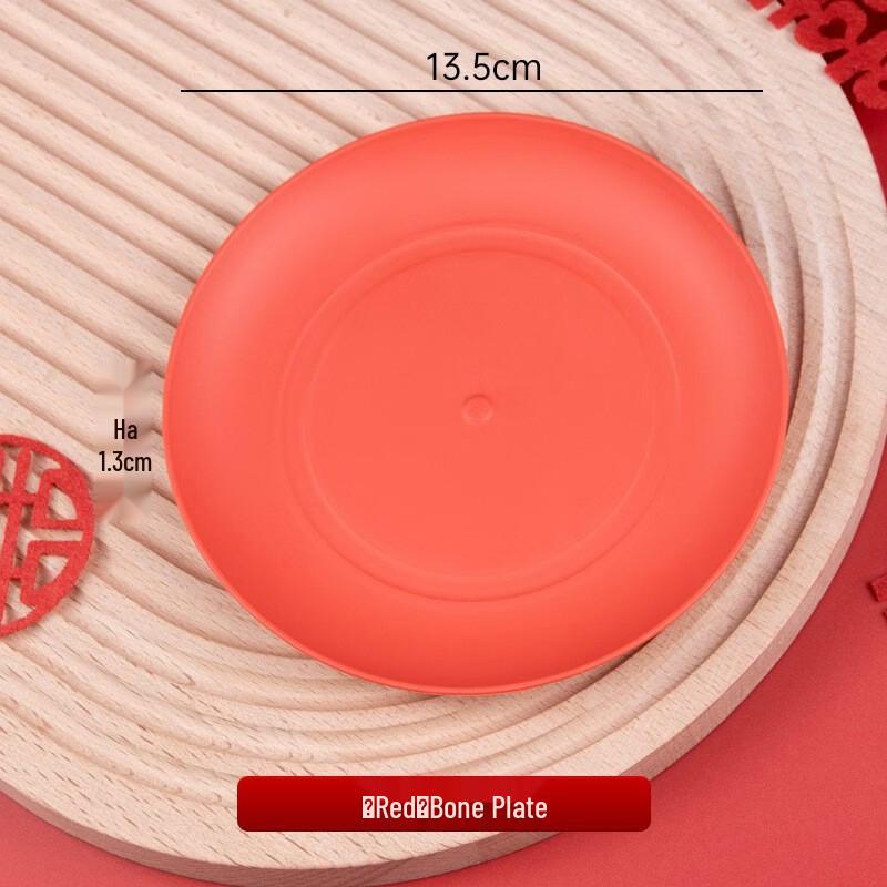 CHULV Disposable Red Celebration Rice Husk Plates