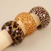 Trendy Exaggerated Wide Brimmed C-shaped Open Leopard Print Bracelet, Fashionable Geometric Jewelry