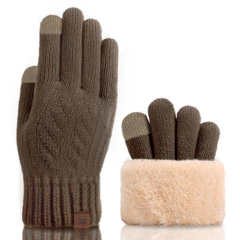 Fleece Thickened Twist Knitted Gloves Men's Cold and Warm Gloves Wool Outdoor Windproof Gloves Winter
