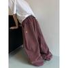 JYL Men's Bootcut Jeans Spring Wine Red Flame Embroidered Wide-Leg Denim