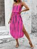 Strappy Printed Dress - Elegant Ink Silk Gauze for Commute and Casual Wear