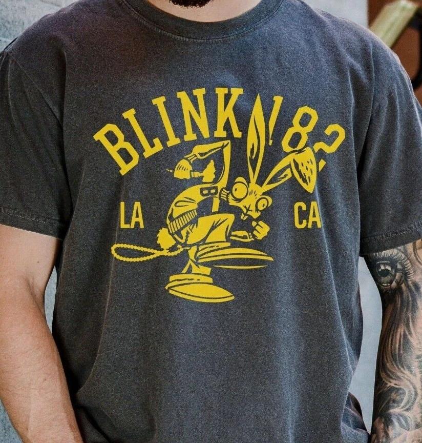 

Blink 182 Rabbit T-Shirt Punk Rock Band on Vintage Black Comfort Colors 1717 Tee 4XL