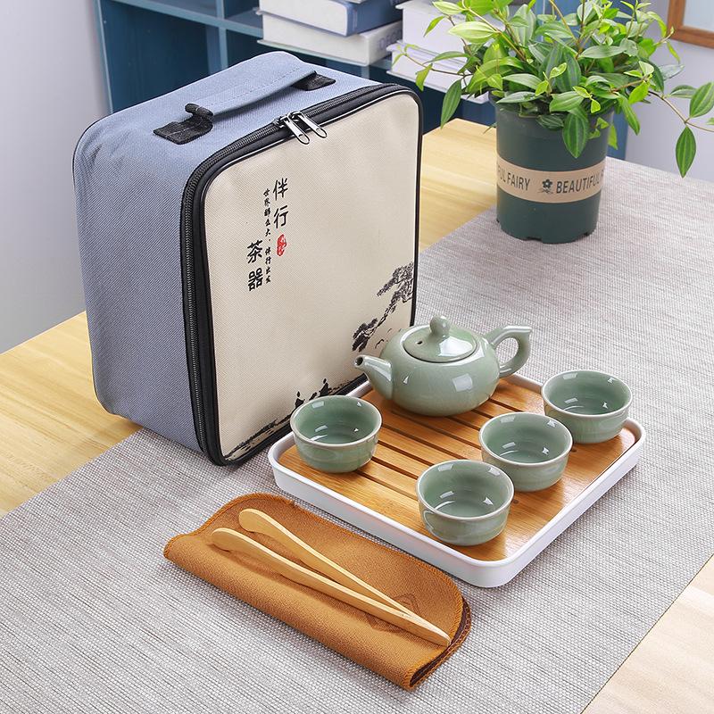 Travel Tea Set, Portable Bag, Kuaike Teacup, Outdoor, Gifts Will Sell Ceramic Kung Fu, One Pot and Four Cups.