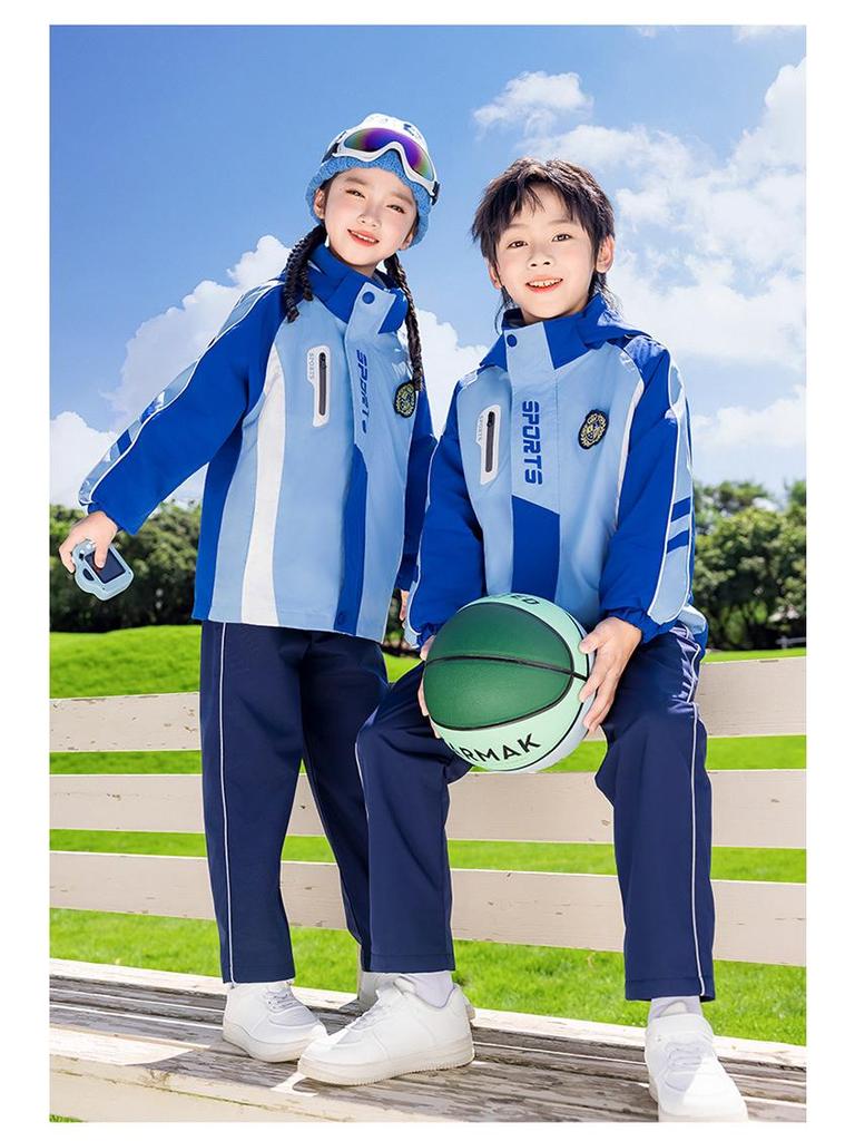2025 Children's Windproof Winter Jacket & School Uniform 3-Piece Set for Kindergarten & Elementary Sports Day