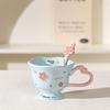 Personalized Cherry Blossom Embossed Ceramic Mug with Spoon – Creative Pink Souvenir Cup