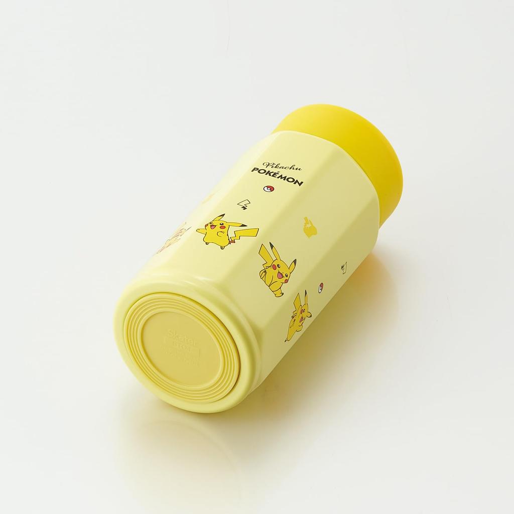 Skater Stainless Steel Mug Easy to Octagonal Insulated for Hot and Cold Pikachu for Bottle, 350ml, Hold, Shape, Drinks, Pokémon Design, Boys, STO4-A