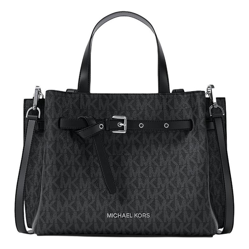 MICHAEL KORS Emilia logo print coated canvas crossbody tote small women s black чёрный
