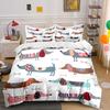 Cute Dachshund Pattern Decorative Set Bedding Set with 1 Duvet Cover 2 Pillowcases Single Double King Queen, Gift