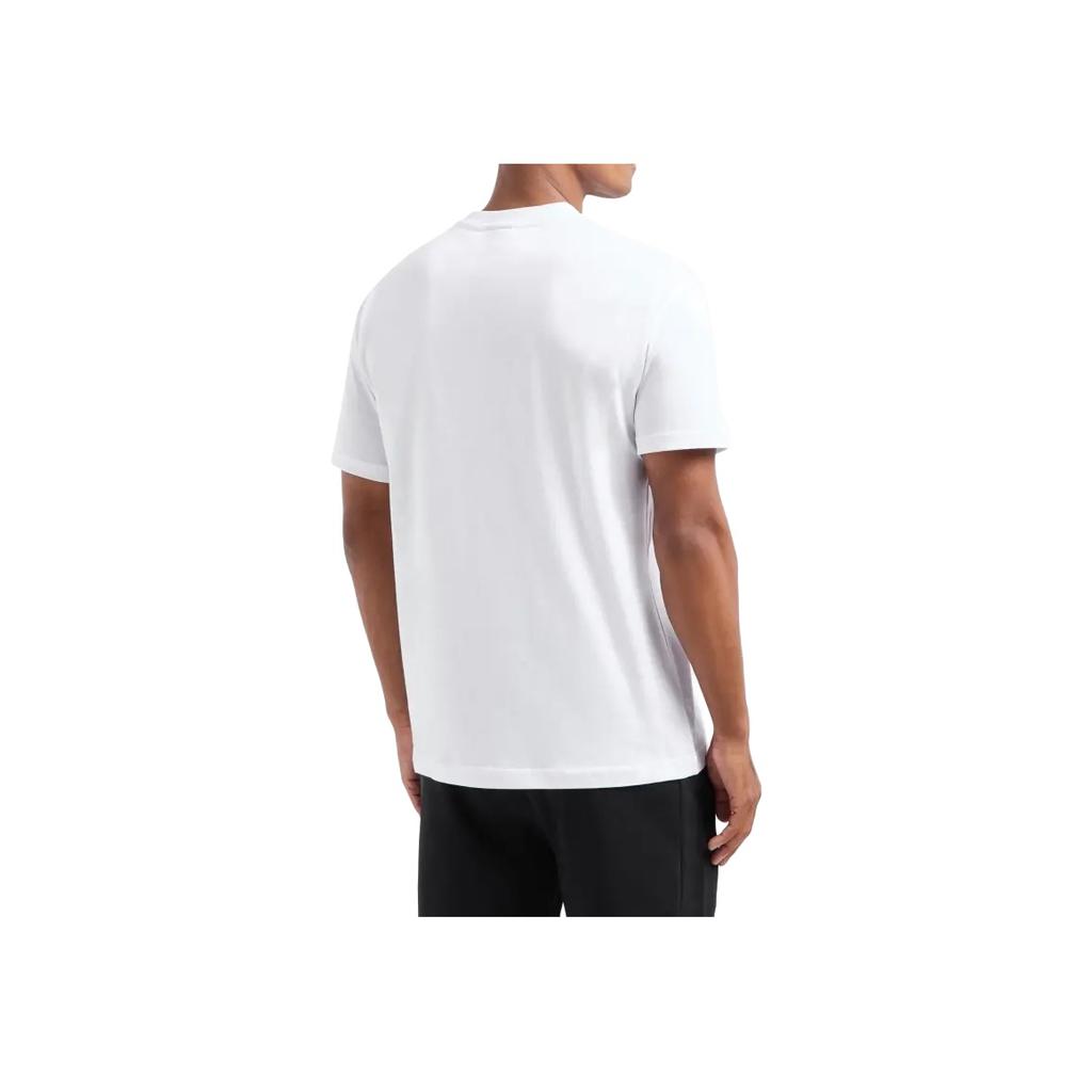 Emporio Armani EA7 SS24 Color Block Letter Print Crew Neck Short Sleeve T-Shirt Men tops White 6DPT47-PJTJZ-1100