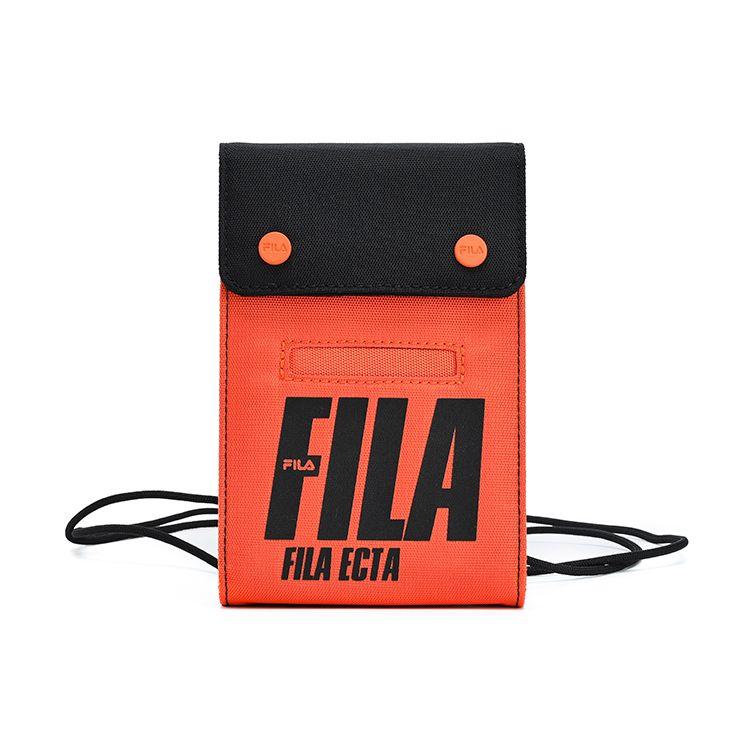 

FILA Fashion Casual Black And Orange Color Block Sports Fabric Phone Bag Shoulder Crossbody Bag Mini Size Unisex bags Crimson F13U249131F-OR XS