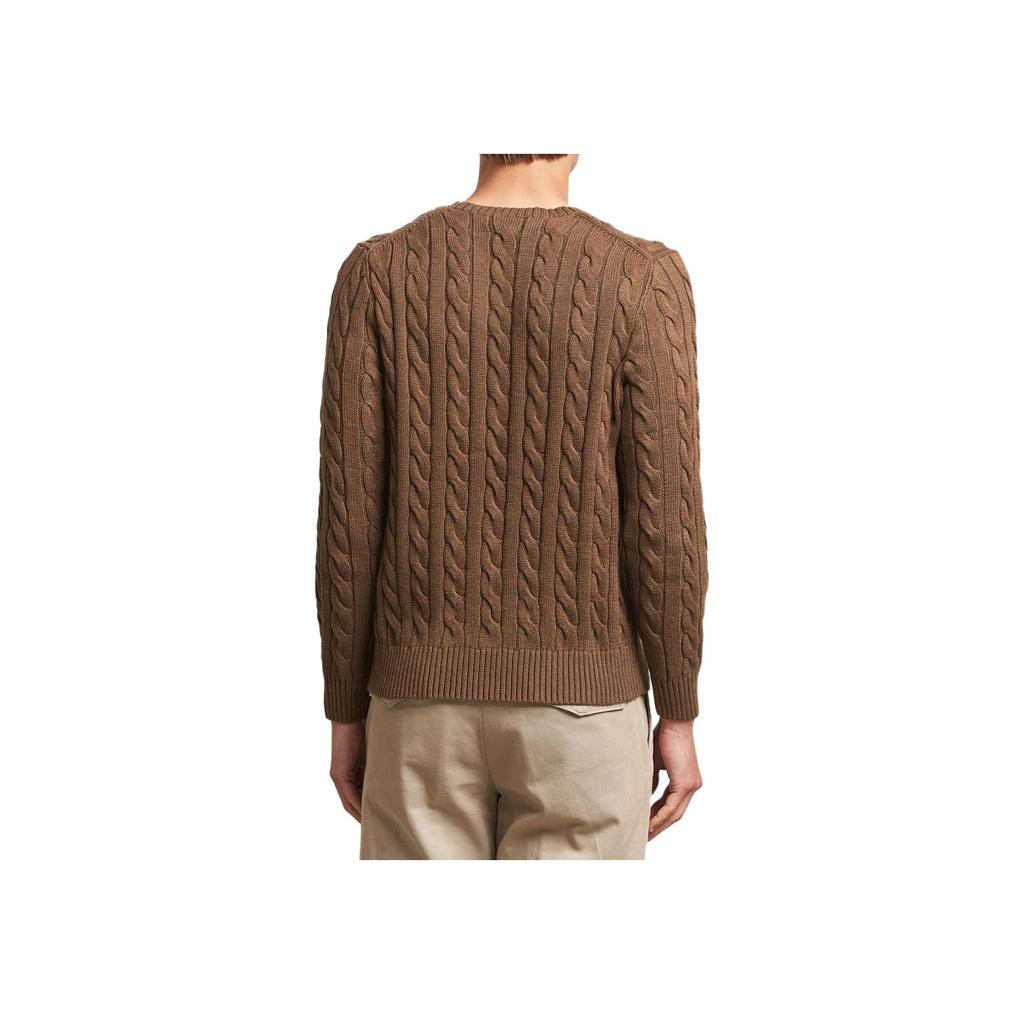 Polo Ralph Lauren Logo Embroidered Slim Fit Long Sleeve Knit Sweater Men Sweater Coffee-Brown 710775885-520