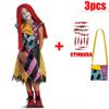 Kids Girls Boys Cosplay Christmas Eve Scary Ghost Bride Sally Skeleton Jack Dress Striped Halloween Character Dress Up Costume