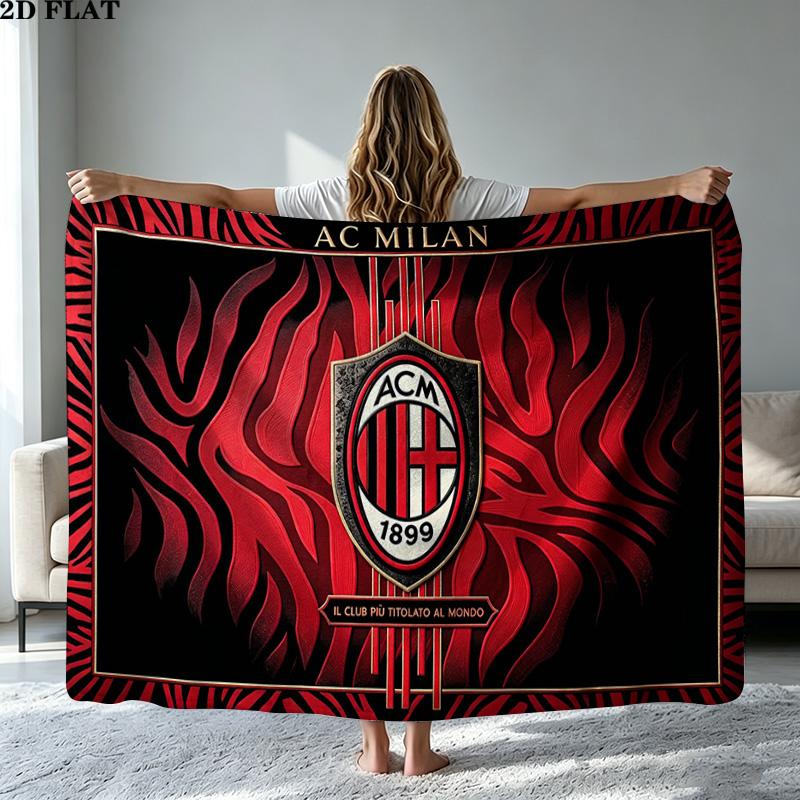 AC Milan Print Flannel Blanket High Quality Warm Comfortable Cover for All Seasons Perfect for Gifts Home Decor