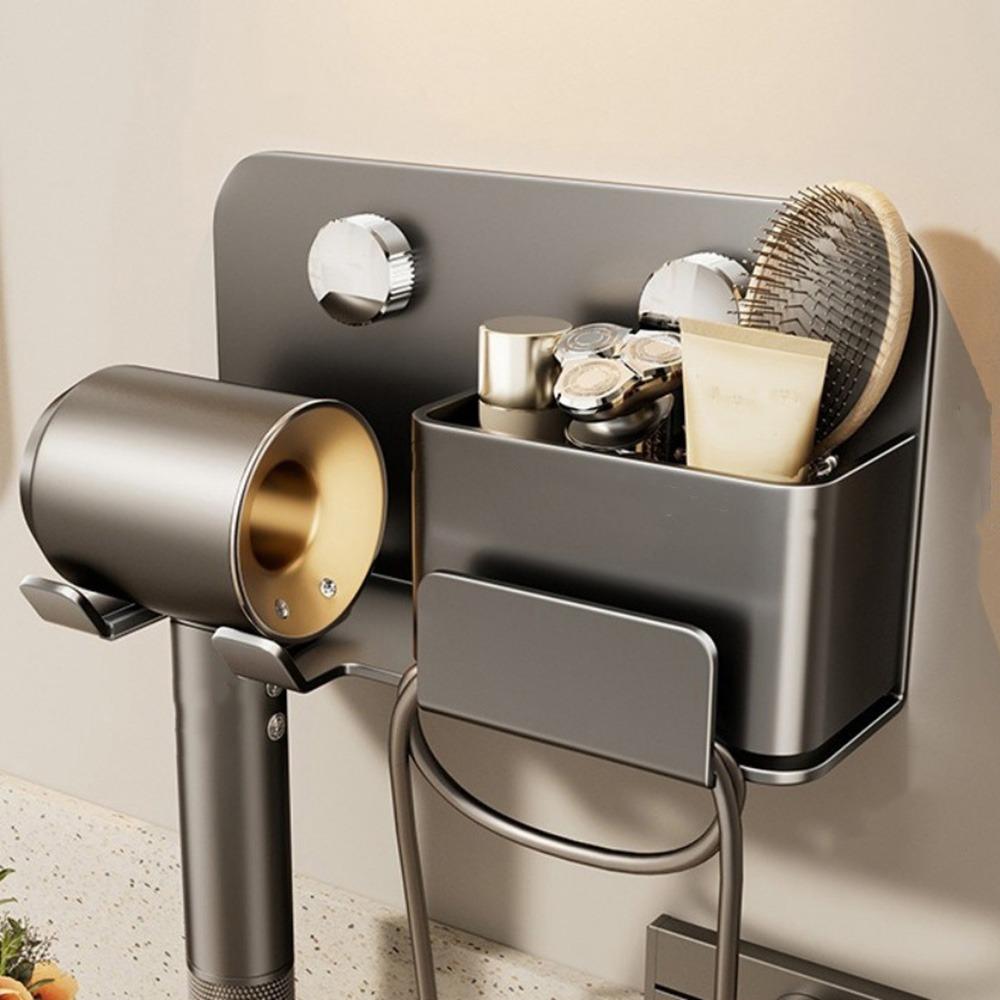Punch Free Suction Cup Hair Dryer Holder Carbon Steel Hairdryer Stand Hair Dryer Bracket for Home