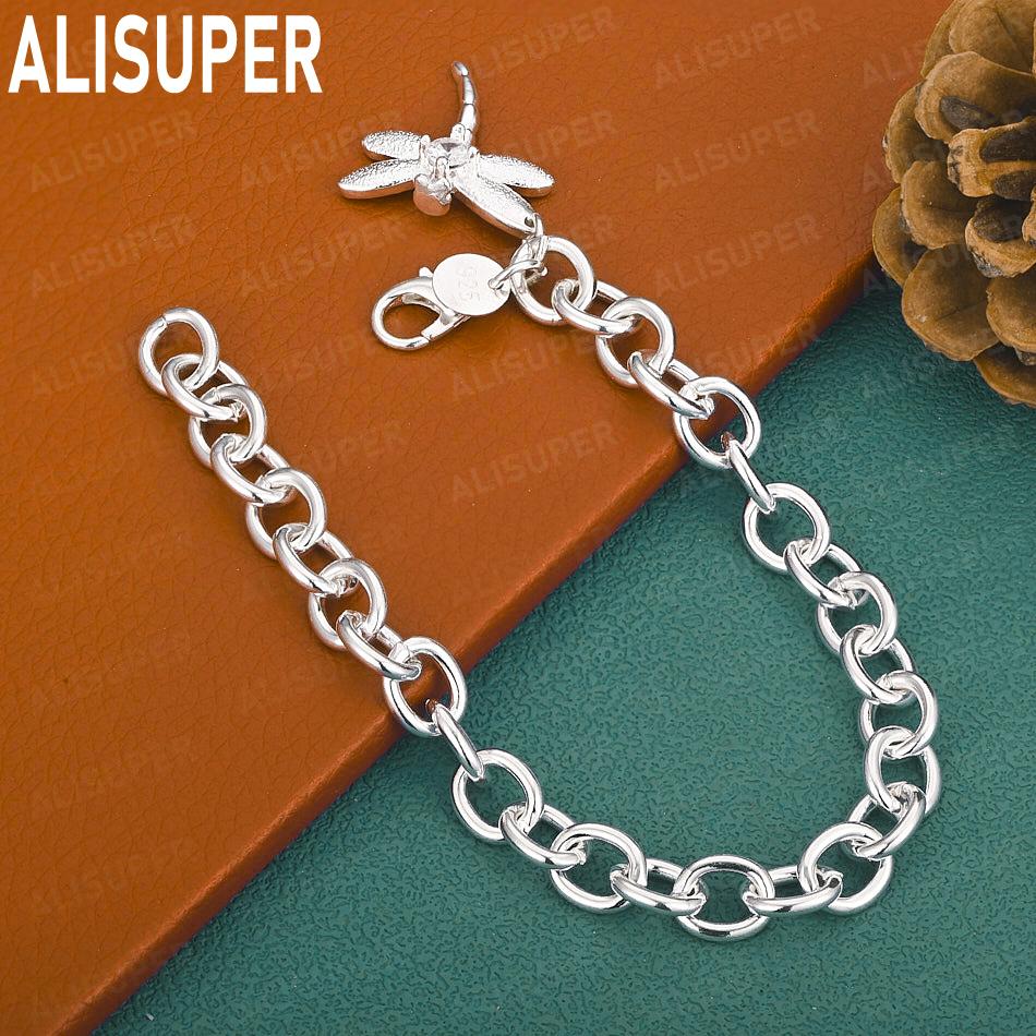 925 Sterling Silver AAA Zircon Dragonfly Bracelet - Exquisite Gift Jewelry 20cm