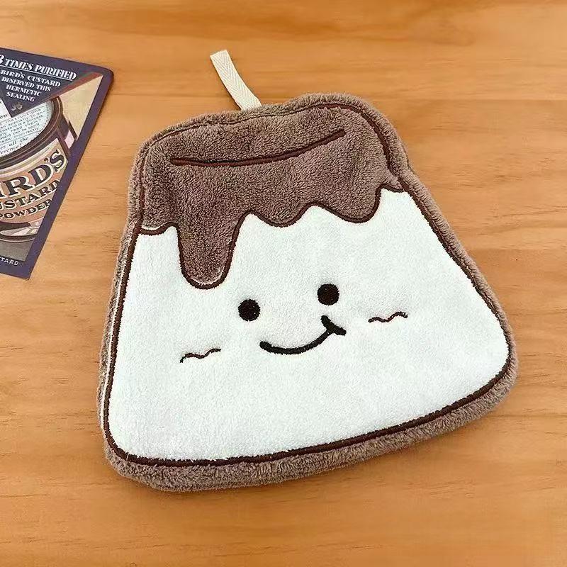 Cartoon Cookies Coral Fleece Hand Towel Bathroom Quick Drying Absorbent Hanging Towel Cleaning Wipe Handkerchief For Kitchen