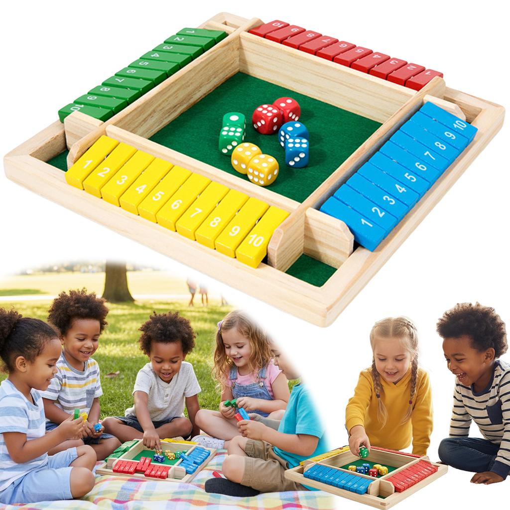 Shut The Box Dice Game 2-4 Player Family Wooden Board Table Math Games for Kids Adults 8 Dices Classics Tabletop Version Games