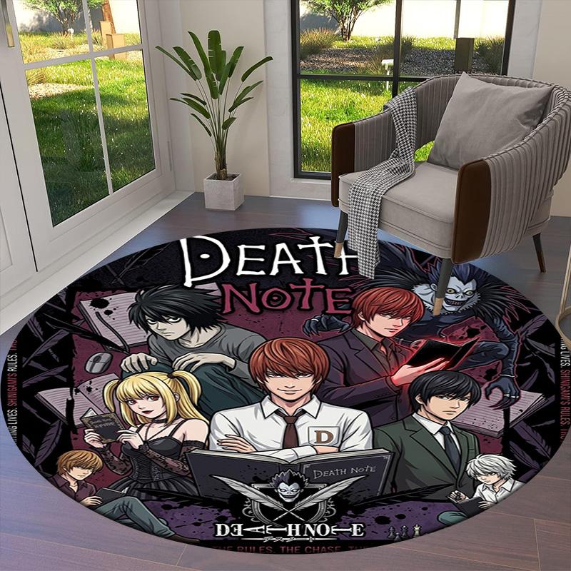 Death Note Round Area Rug Carpet Rug For Living Room Bedroom Sofa Playroom Decor Nonslip Floor Mat