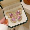Xiliangfeizi Luxury Gold Plated Environmental Pear-Shaped Zircon Set Butterfly Brooches Enamel Pins-Women's Party Gift