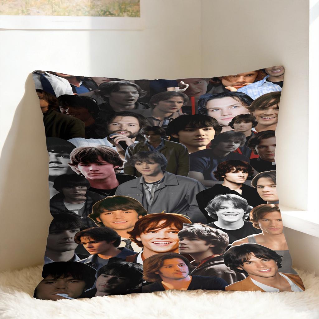 Sam Winchester Supernatural Collage Printed Pillow Cover Comfy Cushion Cover Vintage Pillow Case For Chair Sofa Home Decor