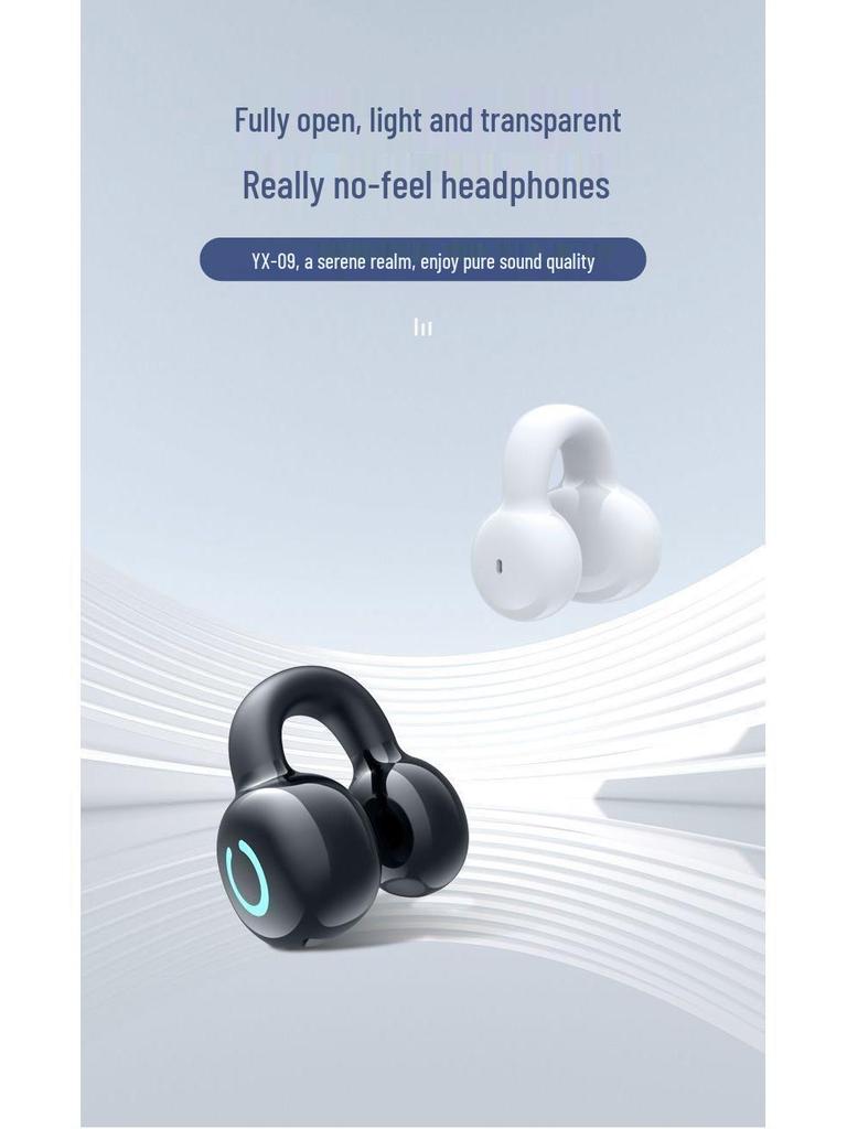 New Berlin Sound Ear Clip Wireless Bluetooth Open-Ear Bone Conduction Sports Headphones with Noise Cancelling and Extended Battery Life