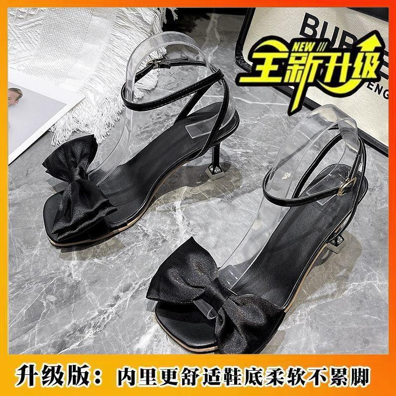 Bow word with sandals stiletto summer fashion Internet celebrity fairy outside open-toed high heels
