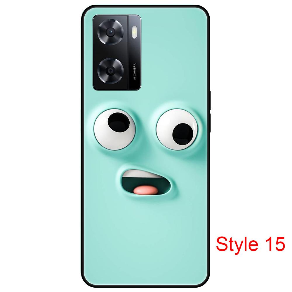 for Oppo A57 4G Black Case Cute Cartoon Soft Silicon shockproof Back Cover 6.56inch Full protection bumper PFTM20