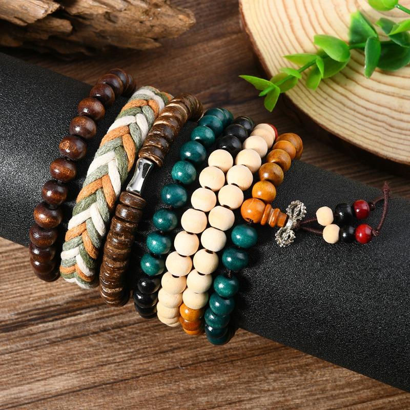 New Coconut Bead Beaded Elastic Line Men's Bracelet Bracelet Bracelet