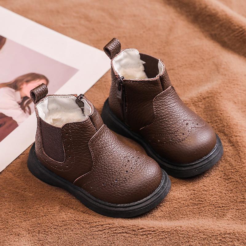 

Зимние теплые детские хлопковые ботинки одинарные туфли 25 коричневый