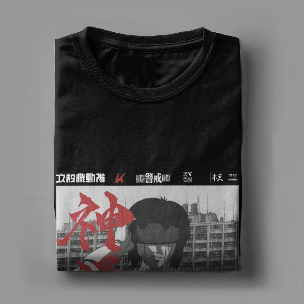 2025 Summer Ghost in The Shell 100 Pure Cotton Printed Tshirt Beach Major Motoko Kusanagi Fashion Couple Short Sleeve Retro