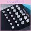 Water Crystal Geometric Stud Earrings For Women With Micro Setting Design