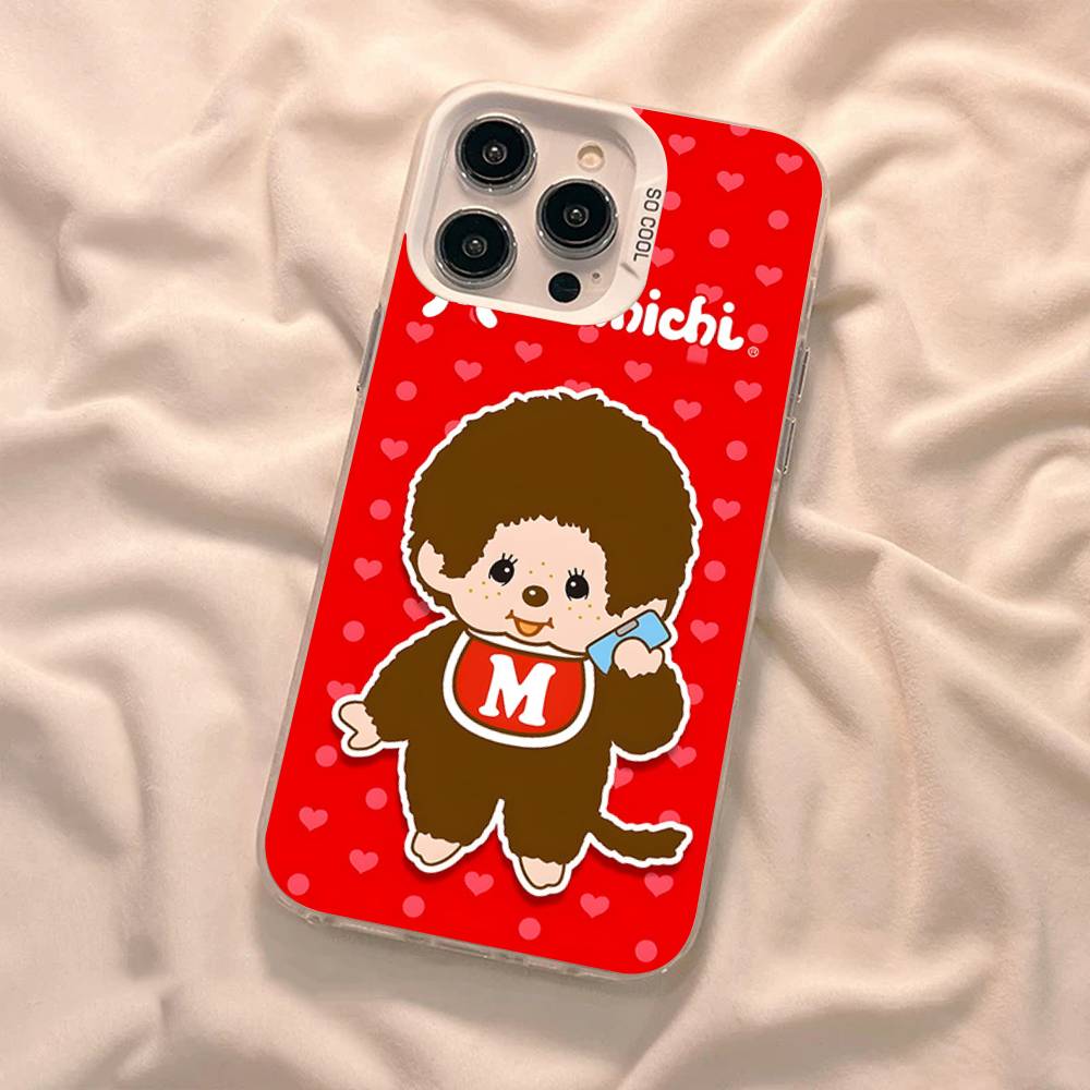 Cute M-monchhichis-s Phone Case For IPhone 17 16 15 14 11 12 13 Pro Max Plus Pro Colored Silver Cover