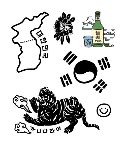 Korean Hangeul Tattoo Stickers that can be applied without water or scissors