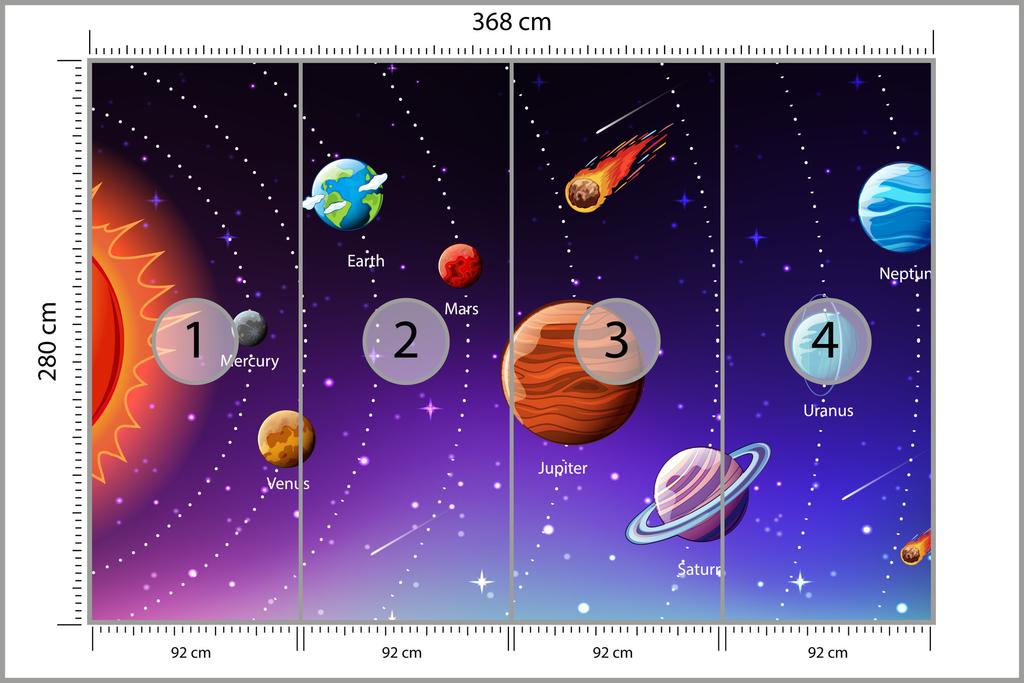 Photomural Educational Cosmos In English Self-Adhesive Mural 368x280