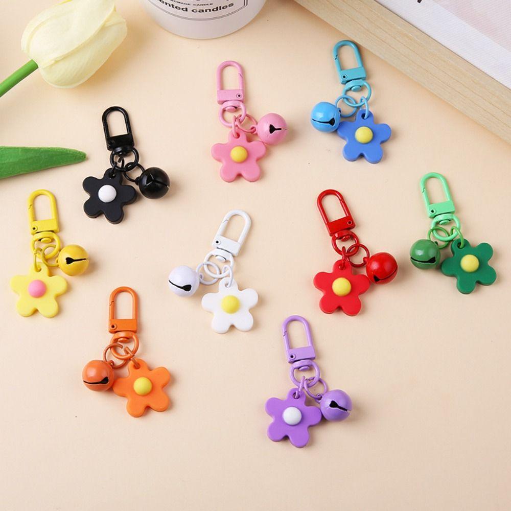 Epoxy Flower Keychain Colorful Car Keyring Fashion Flower Pendant Bag Accessories